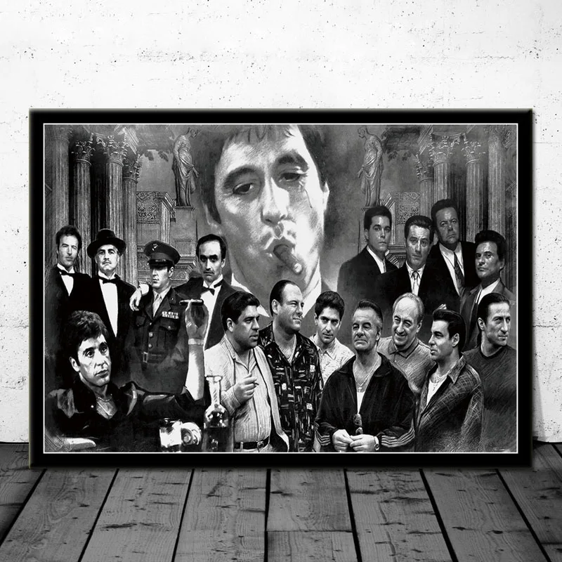 Кино плакаты и принты Godfather Scarface Sopranos Картина на холсте винтажные декоративные