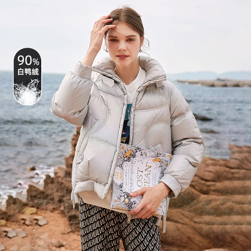 SHZQ Down Jacket Women's Short 2021 Winter New Fashion 90 White Duck Down Small Stand Collar Grey Coat
SHZQ Down Jacket Women's Short 2021 Winter New Fashion 90 White Duck Down Small Stand Collar Grey Coat