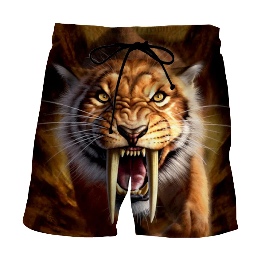 Summer fun stitching printed shorts men's 3D printed animal beach shorts sports shorts blue simple personality drawstring Shorts