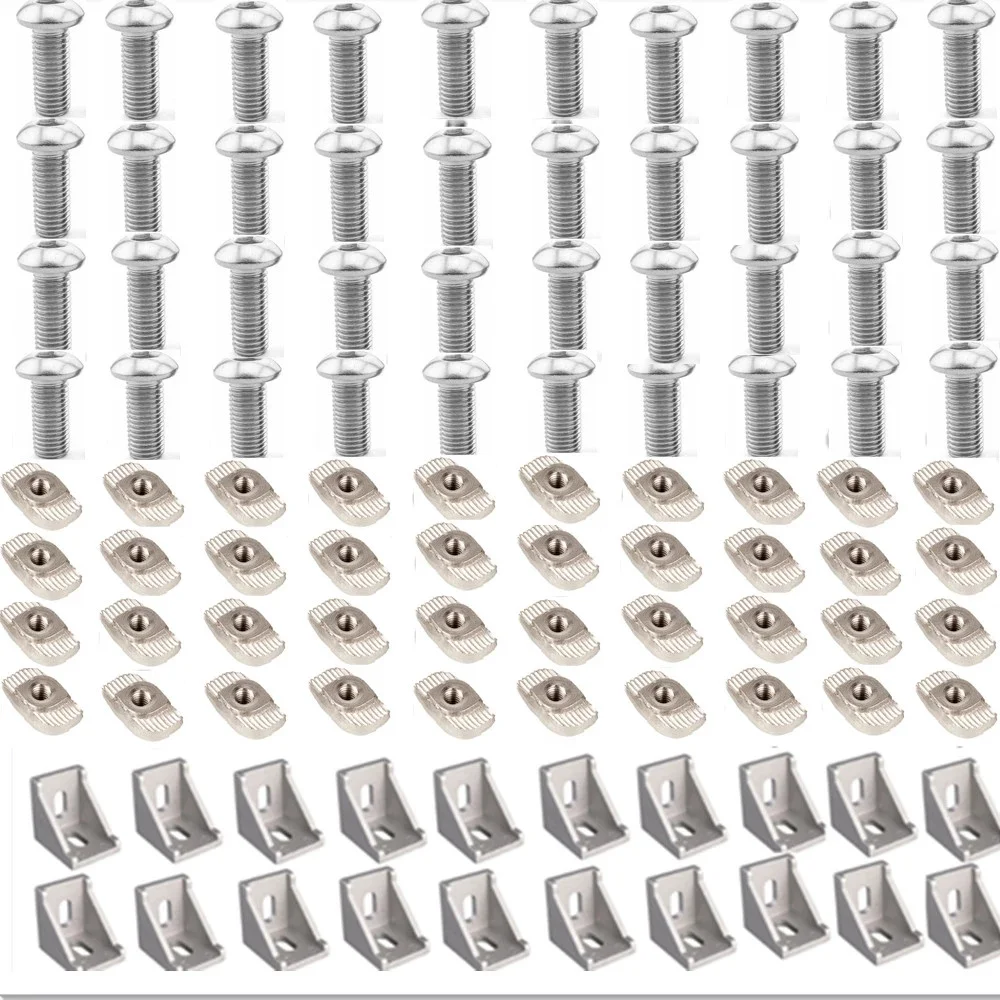 3030 Aluminum Profile Connector Set: 40Pcs M6 X 12 mushroom head hexagon screw + 20Pcs 3030 Corner Bracket + 40Pcs M6 T-nut
3030 Aluminum Profile Connector Set: 40Pcs M6 X 12 mushroom head hexagon screw + 20Pcs 3030 Corner Bracket + 40Pcs M6 T-nut