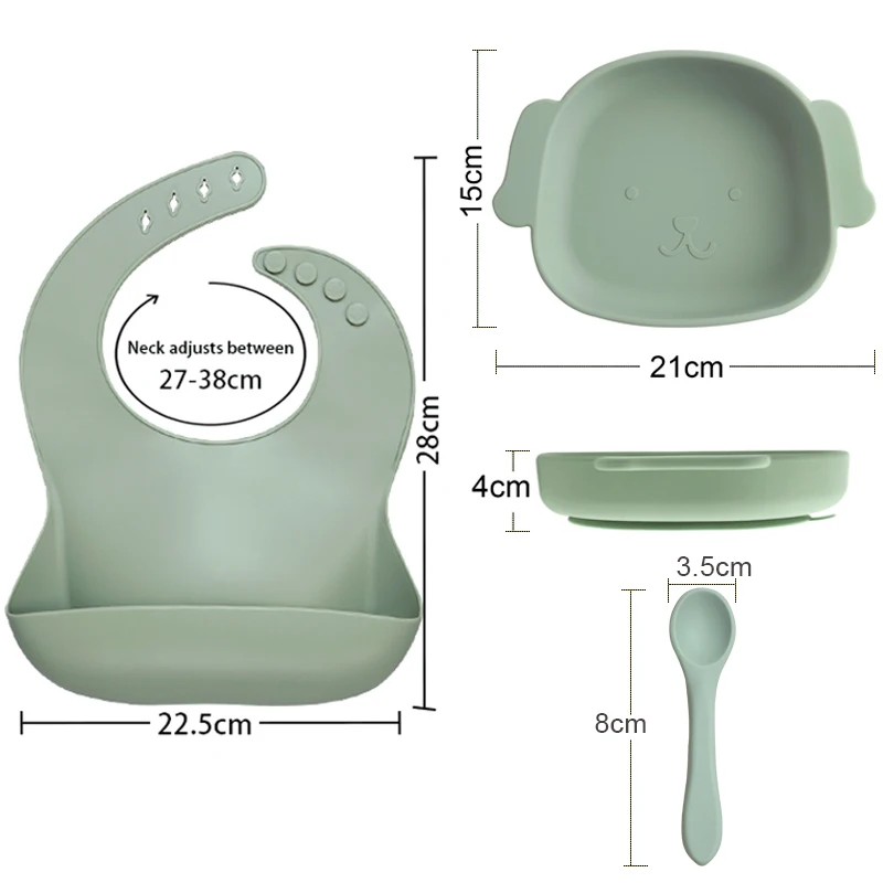 Cartoon Animal Children Dinner Plate Spoon Bib Feeding Tableware Set Baby Training Meal Suction Dinner Plate Food Grade Silicone
Cartoon Animal Children Dinner Plate Spoon Bib Feeding Tableware Set Baby Training Meal Suction Dinner Plate Food Grade Silicone