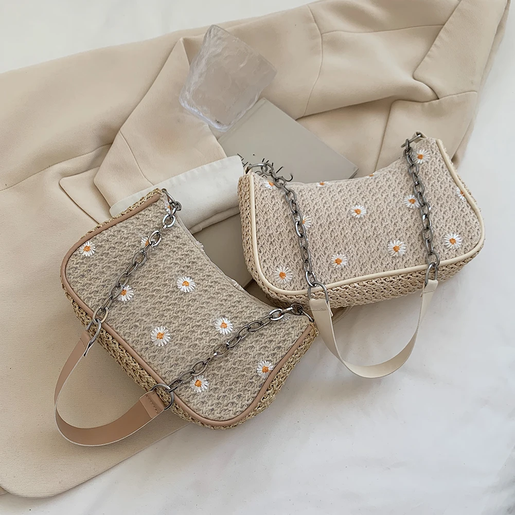 Модная женская сумка, летняя пляжная плетеная кружевная сумка для отпуска с маленькой маргариткой и цветочной вышивкой, женская сумка чере...
Модная женская сумка, летняя пляжная плетеная кружевная сумка для отпуска с маленькой маргариткой и цветочной вышивкой, женская сумка чере...