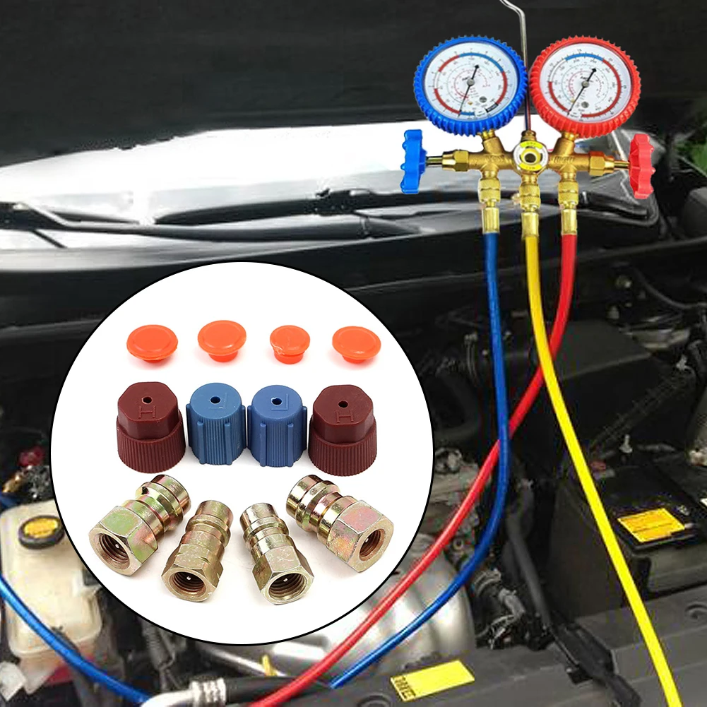 4 Kinds A/C 3/8 7/16 Air Conditioning Adapter Re-trofit Quick Release R12 Port To R134a With Cap Valves Durable Quick Disconnect 
4 Kinds A/C 3/8 7/16 Air Conditioning Adapter Re-trofit Quick Release R12 Port To R134a With Cap Valves Durable Quick Disconnect