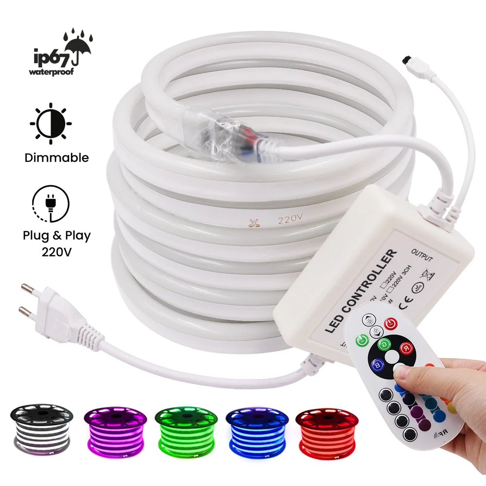 RGB Neon Light Strip Bluetooth WIFI Control RGB Neon Tape Flex Neon Rope Lights 220V 5050 2835 Waterproof Led Strip Ribbon Diode
RGB Neon Light Strip Bluetooth WIFI Control RGB Neon Tape Flex Neon Rope Lights 220V 5050 2835 Waterproof Led Strip Ribbon Diode
