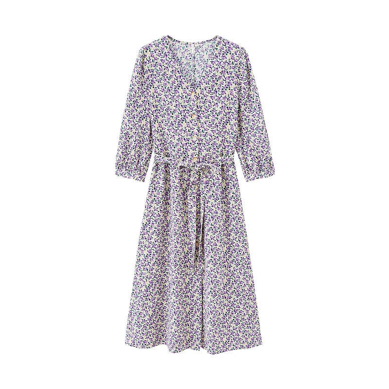 Весеннее женское платье с поясом, повседневное элегантное платье с цветочным принтом и V-образным вырезом
Весеннее женское платье с поясом, повседневное элегантное платье с цветочным принтом и V-образным вырезом