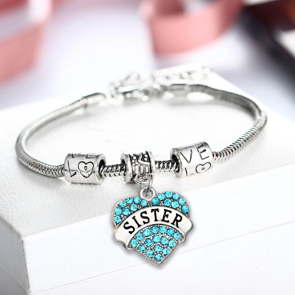 12PC Blue Crystal Rhinestone Heart Charm Pendant Bangles Sister Love Bead Chain Bracelets Women Girl Family Christmas Party Gift
12PC Blue Crystal Rhinestone Heart Charm Pendant Bangles Sister Love Bead Chain Bracelets Women Girl Family Christmas Party Gift