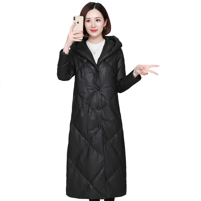 leather down jacket women's middle long 2020 new winter sheepskin coat hooded hairless collar
leather down jacket women's middle long 2020 new winter sheepskin coat hooded hairless collar