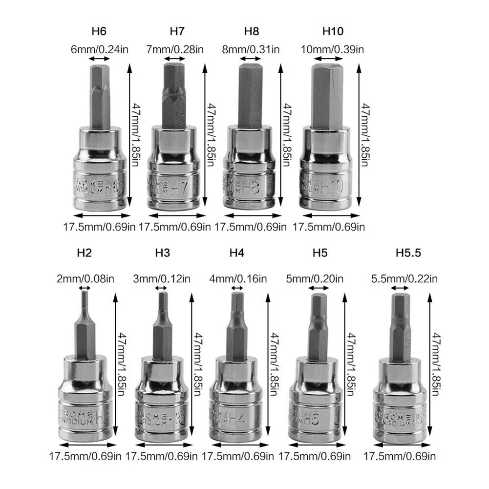 Hex Bit Socket Kit 3/8\" Drive & Drill Metric 2-10mm Chrome vanadium steel Impact drivers Durable
Hex Bit Socket Kit 3/8\" Drive & Drill Metric 2-10mm Chrome vanadium steel Impact drivers Durable