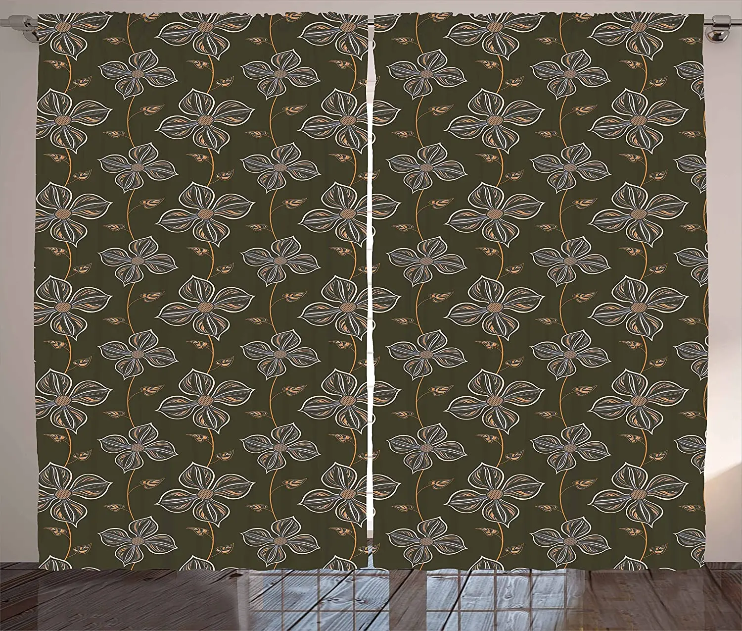 Flower Blackout Curtains Ornamental Composition with Blossoming Petals Doodle Style Illustration Windows Curtain
Flower Blackout Curtains Ornamental Composition with Blossoming Petals Doodle Style Illustration Windows Curtain