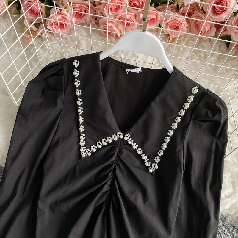 Fashion Women Beading Blouse Solid Long Sleeve Shirt Office Lady Spring Autumn Blusas Chic Korean Blouses Slim Shirts
Fashion Women Beading Blouse Solid Long Sleeve Shirt Office Lady Spring Autumn Blusas Chic Korean Blouses Slim Shirts