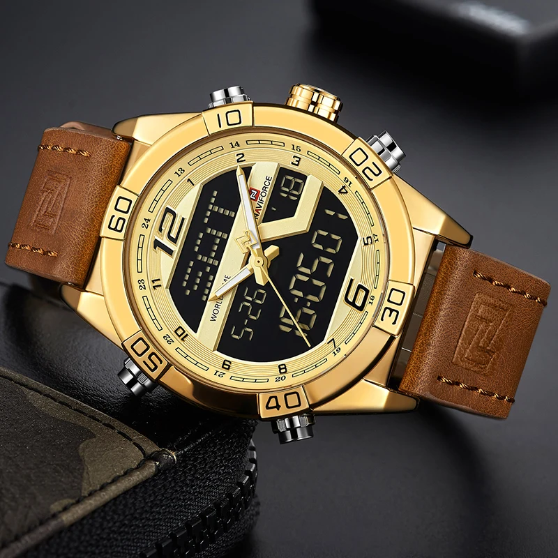 New NAVIFORCE Men's Luxurious Brand Gold Water Ressistance Watch Men Dual Display Luminous Hands Wristwatch Male Clock Watches
New NAVIFORCE Men's Luxurious Brand Gold Water Ressistance Watch Men Dual Display Luminous Hands Wristwatch Male Clock Watches