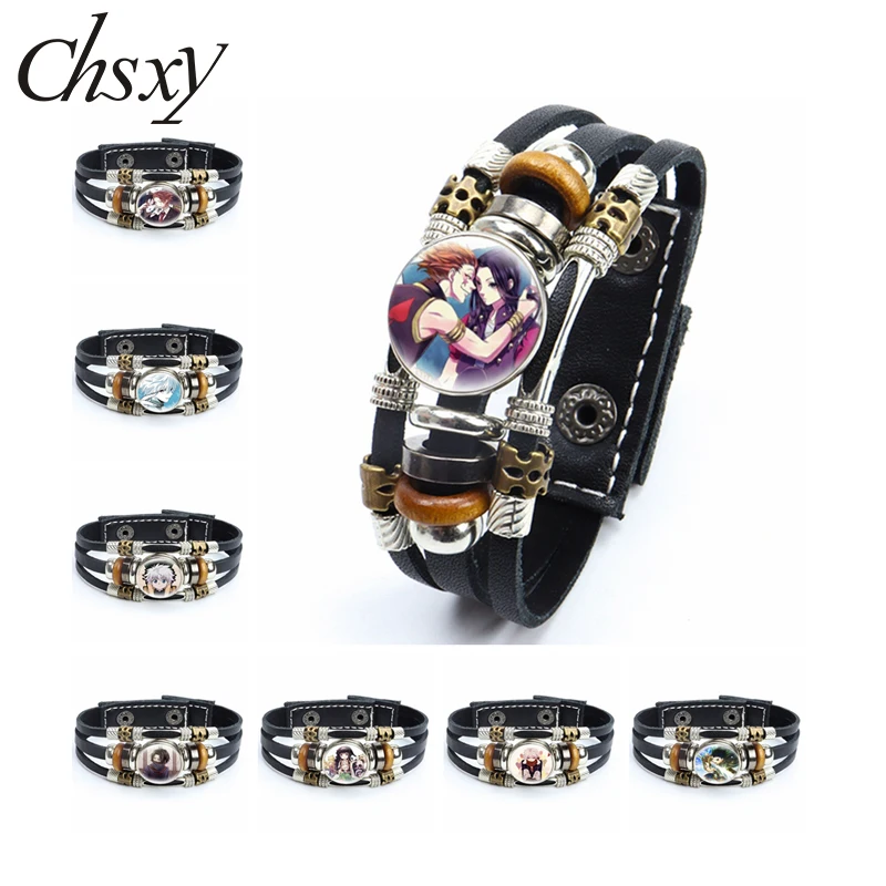 Anime Hunter X Hunter Leather Bracelets Killua Cartoon Figures Glass Snap Buttons Bracelet Punk Cool Jewelry Gift Accessories
Anime Hunter X Hunter Leather Bracelets Killua Cartoon Figures Glass Snap Buttons Bracelet Punk Cool Jewelry Gift Accessories