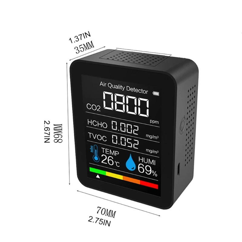 TVOC CO2 Meter Digital Temperature Humidity Sensor Tester Air Quality Monitor Carbon Dioxide Formaldehyde Detector
TVOC CO2 Meter Digital Temperature Humidity Sensor Tester Air Quality Monitor Carbon Dioxide Formaldehyde Detector
