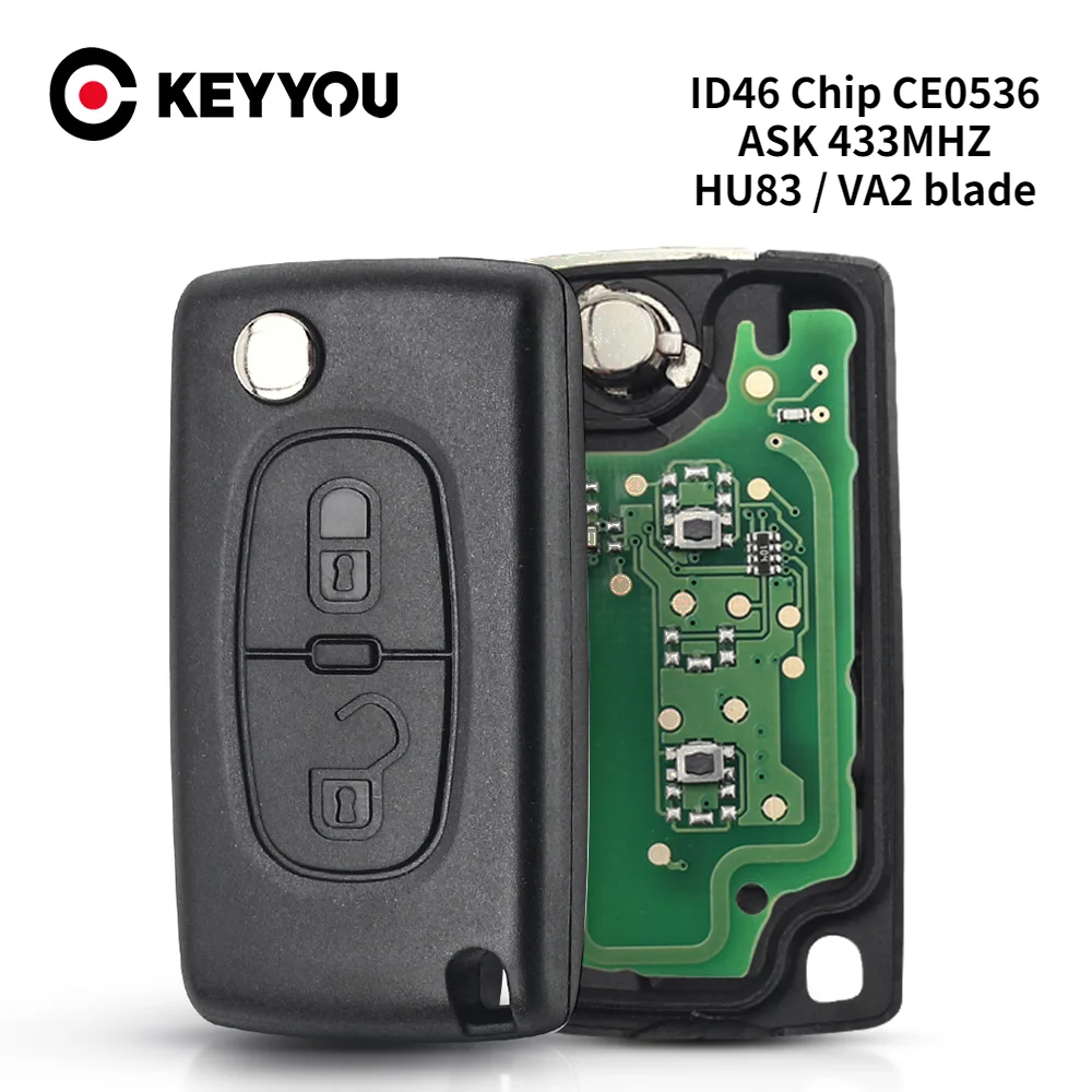 KEYYOU 2 кнопки Filp Автомобильный Дистанционный Ключ заготовка VA2/HU83 для PEUGEOT 407 408 307 308 107 207 складной авто брелок ID46 чип CE0536
KEYYOU 2 кнопки Filp Автомобильный Дистанционный Ключ заготовка VA2/HU83 для PEUGEOT 407 408 307 308 107 207 складной авто брелок ID46 чип CE0536