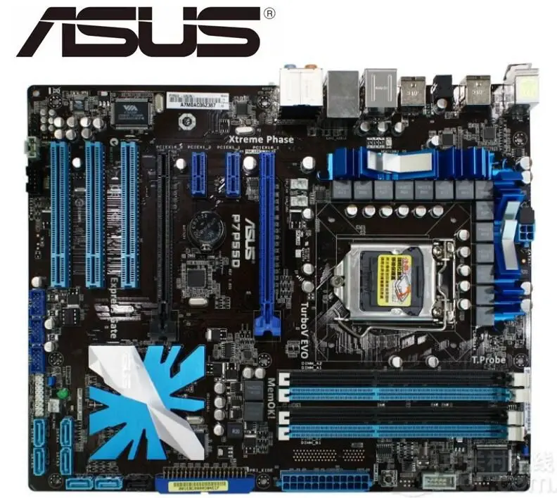 Фото Материнская плата ASUS P7P55D LGA 1156 DDR3 для процессора i5/i7 16 ГБ USB2.0 SATA2 P55 б/у настольных