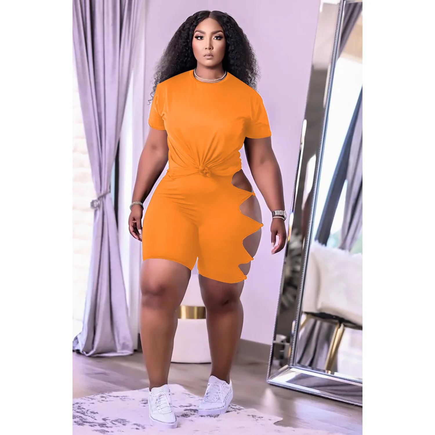 Casual Two Piece Set Solid Color Hollow Out Knotted Sports Biker Streetwear Shorts Matching Suit Women Summer
Casual Two Piece Set Solid Color Hollow Out Knotted Sports Biker Streetwear Shorts Matching Suit Women Summer