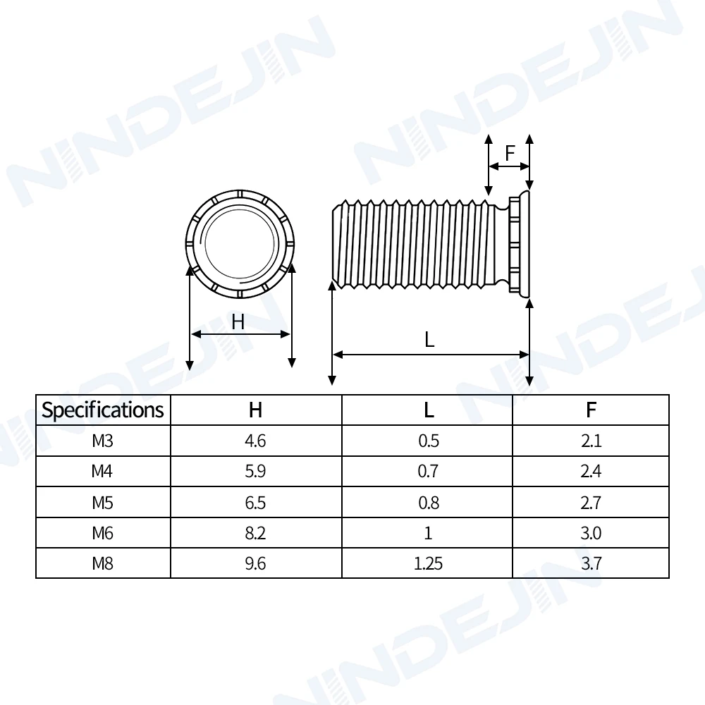 NINDEJIN self clinching screw studs pressure rivet screw zinc plated 304 stainless steel M3 M4 M5 M6 M8 FH/FHS flush head studs
NINDEJIN self clinching screw studs pressure rivet screw zinc plated 304 stainless steel M3 M4 M5 M6 M8 FH/FHS flush head studs