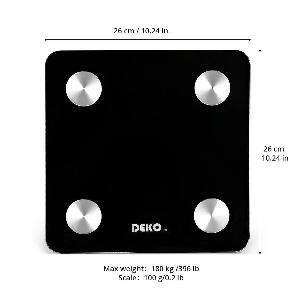 DEKO Digital Body Fat Scale Smart Bluetooth Weight Scale BMI Health Monitor Weighing Scale For Body Weight
DEKO Digital Body Fat Scale Smart Bluetooth Weight Scale BMI Health Monitor Weighing Scale For Body Weight