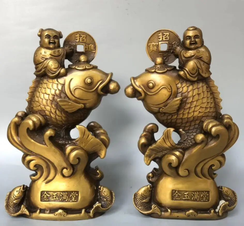 Archaize seiko brass recruit wealth boy and girl ride fish crafts statue A pair
Archaize seiko brass recruit wealth boy and girl ride fish crafts statue A pair