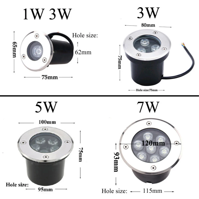 Outdoor Recessed Led Garden Ground Light IP65 Waterproof Underground lights Landscape Decoration 3W/5W/7W DC12V AC 85-265V Lamp | Освещение