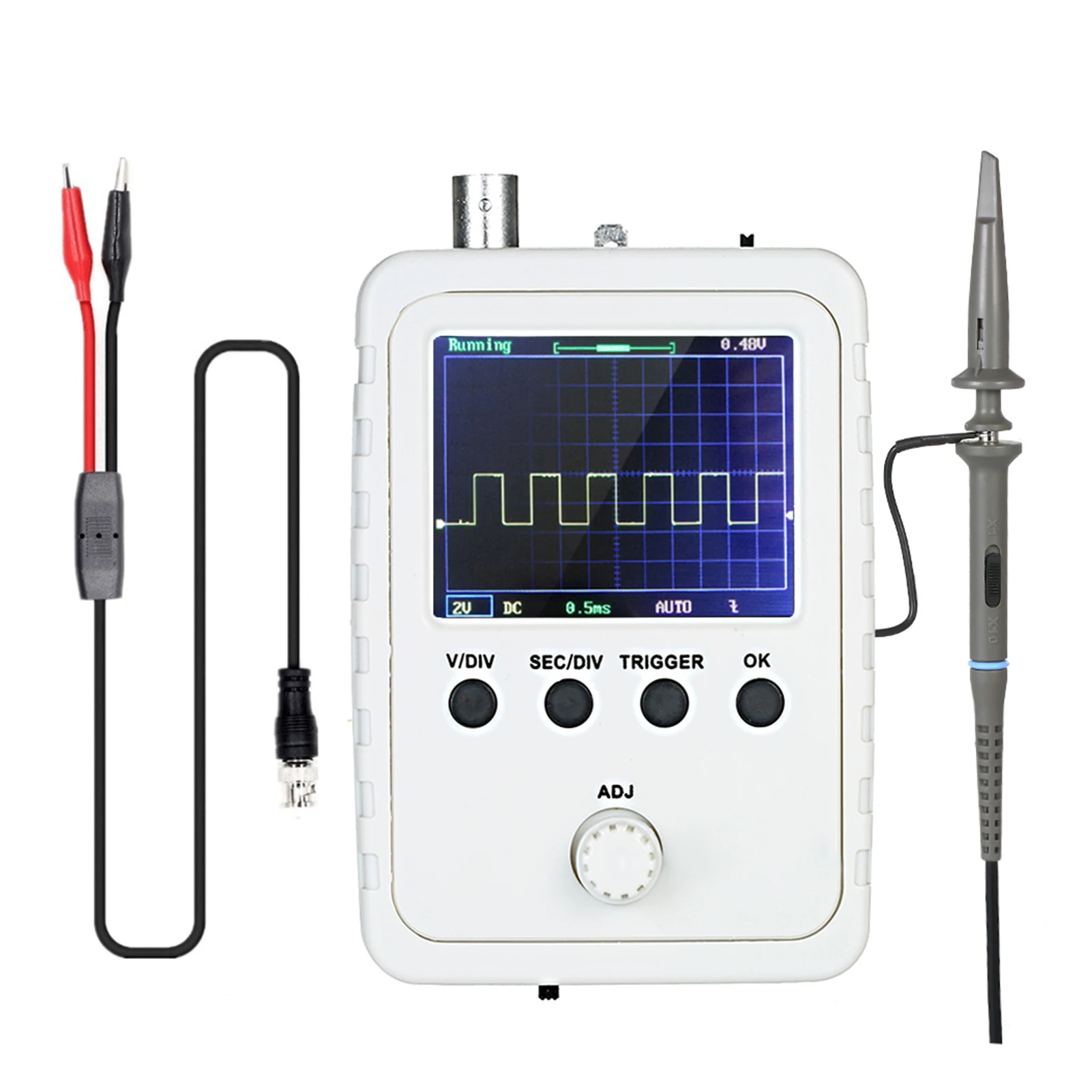 

2.4-inch portable Digital Oscilloscope Logic Analyzer Kit with Power Adapter and BNC-Clip Cable Probe DS0150 handheld