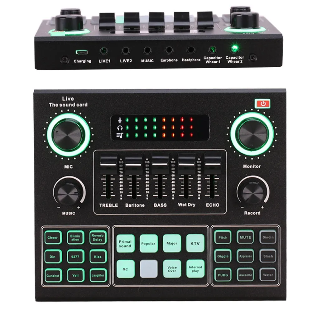 V9 32bit DSP Bluetooth Sound Card USB Headset Microphone Webcast Live Streaming Sound Card Music Sound Mixers 14 Types Effect
V9 32bit DSP Bluetooth Sound Card USB Headset Microphone Webcast Live Streaming Sound Card Music Sound Mixers 14 Types Effect