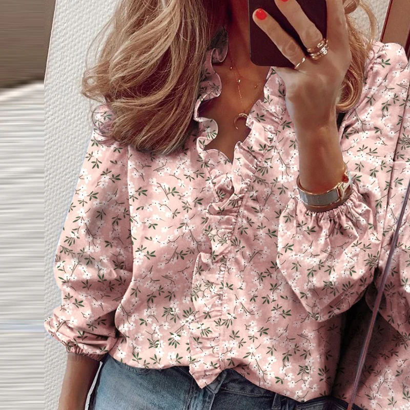 Spring Women's Tops Blouse woman Lady Long Sleeve Ruffles Blouses Clothing Fashion shirts women Casual Print Female Shirt
Spring Women's Tops Blouse woman Lady Long Sleeve Ruffles Blouses Clothing Fashion shirts women Casual Print Female Shirt