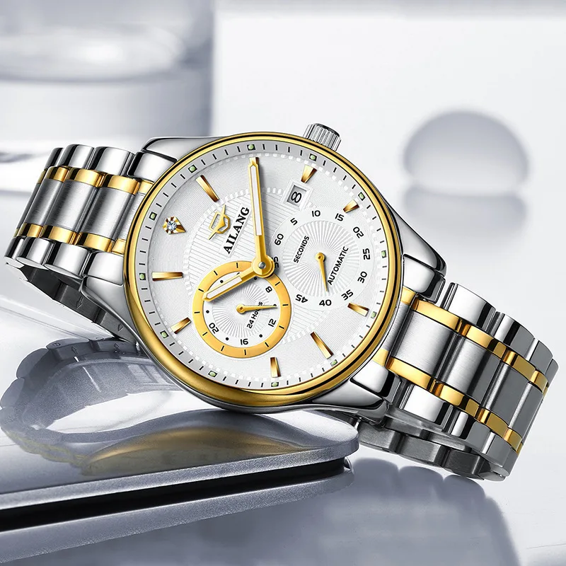 AILANG Automatic Men's Stainless Steel Sports Leisure Fashion Waterproof Mechanical Luxury Diamond-studded Calendar Genuine 2007
AILANG Automatic Men's Stainless Steel Sports Leisure Fashion Waterproof Mechanical Luxury Diamond-studded Calendar Genuine 2007