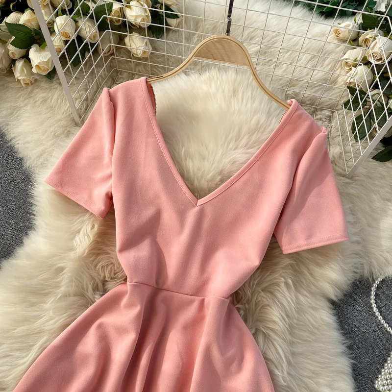 Women Sexy Backless Short Dress Chic Zpper V Neck Short Sleeve A-line Dresses Summer Korean Fashion Streetwear Dress 2021
Women Sexy Backless Short Dress Chic Zpper V Neck Short Sleeve A-line Dresses Summer Korean Fashion Streetwear Dress 2021