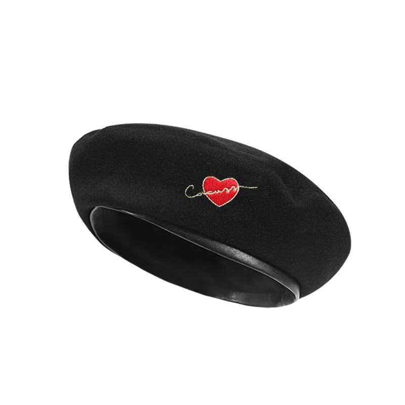 Exquisite Heart Embroidery Wool Berets Cap for Women French Artist Warm Winter Beanie Hat Vintage Solid Color Lady Caps
Exquisite Heart Embroidery Wool Berets Cap for Women French Artist Warm Winter Beanie Hat Vintage Solid Color Lady Caps