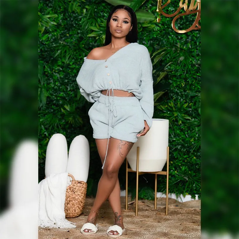 ZKYZWX Sexy Two Piece Set Batwing Sleeve Sweater Top+Pocket Shorts Suit Fall Winter Women Clothing Club Outfits Matching Sets 
ZKYZWX Sexy Two Piece Set Batwing Sleeve Sweater Top+Pocket Shorts Suit Fall Winter Women Clothing Club Outfits Matching Sets