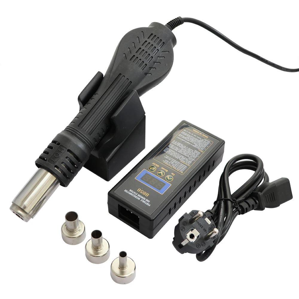 Brand New 8858 Portable BGA Rework Soldering Station Hot Air Blower Hot Air Gun Heater Air Nozzle Electric Soldering Iron Kit
Brand New 8858 Portable BGA Rework Soldering Station Hot Air Blower Hot Air Gun Heater Air Nozzle Electric Soldering Iron Kit