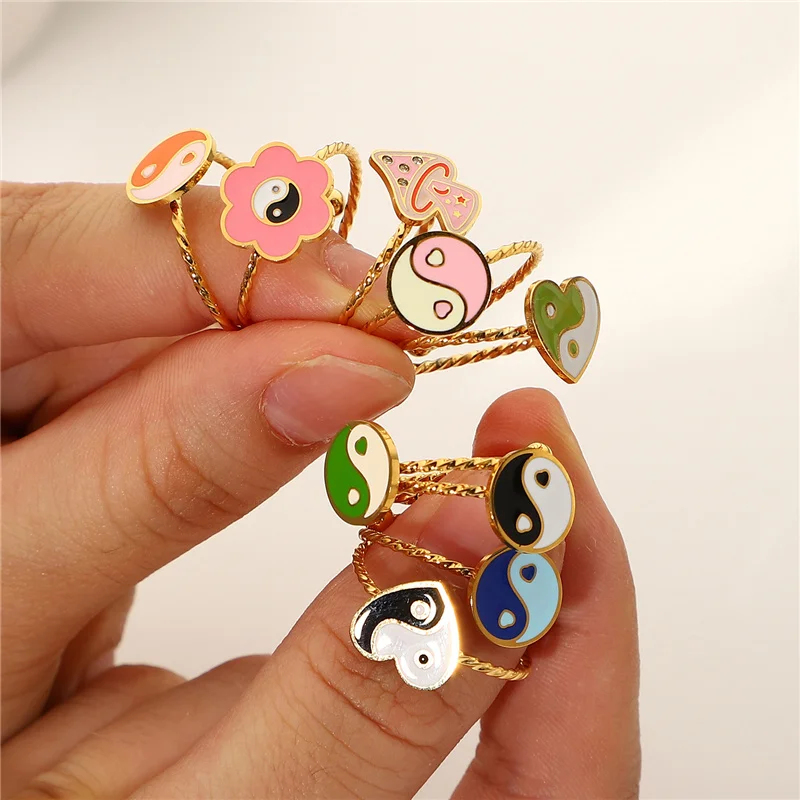 Stainless Steel Yin Yang Tai Chi Rings For Women Men Heart Lover Couple Ring Adjustable Open Cuff Mushroom Rings Gothic Jewelry
Stainless Steel Yin Yang Tai Chi Rings For Women Men Heart Lover Couple Ring Adjustable Open Cuff Mushroom Rings Gothic Jewelry