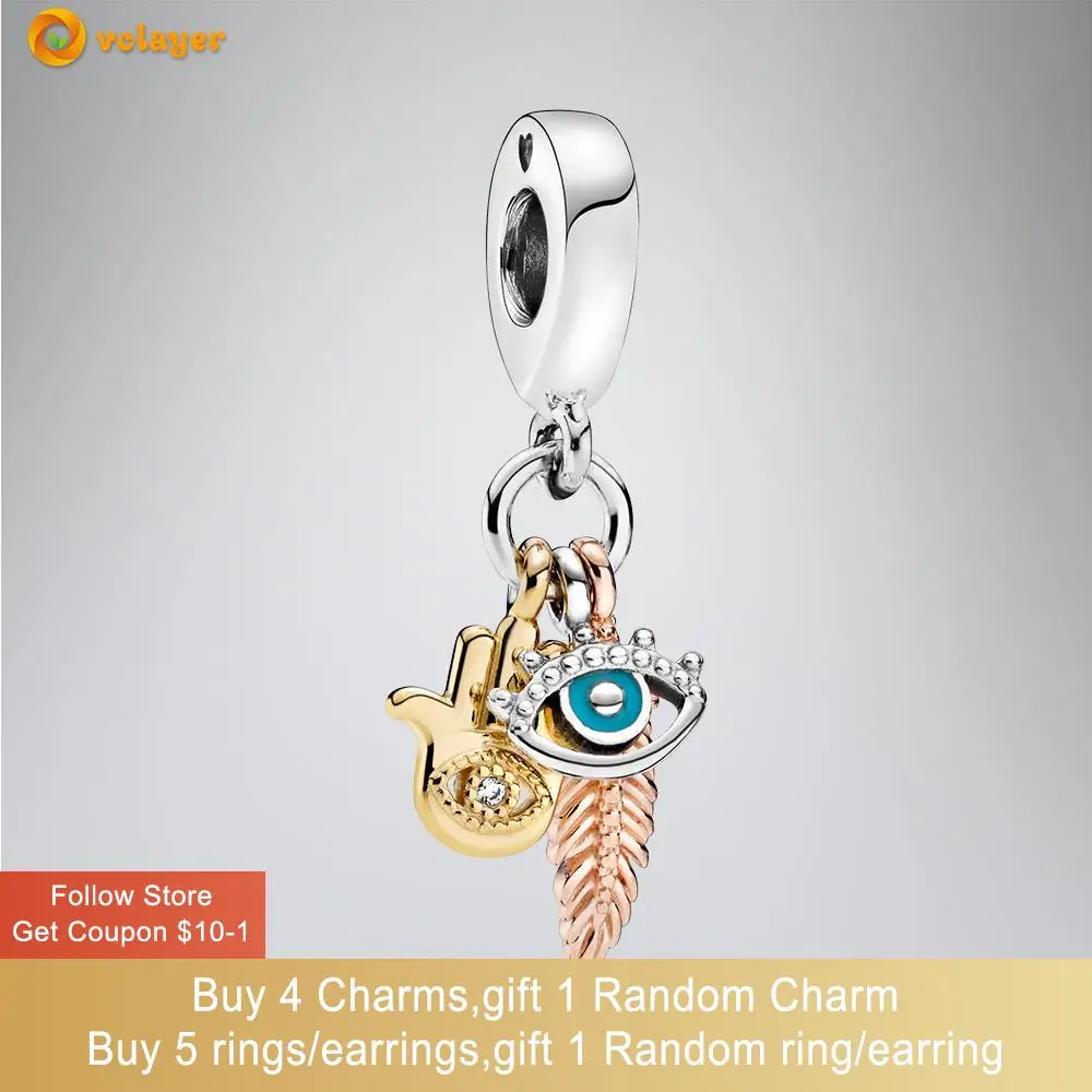 Volayer 925 Sterling Silver Beads Hamsa All-seeing Eye & Feather Charm fit Original Pandora Bracelets Women DIY Jewelry Making
Volayer 925 Sterling Silver Beads Hamsa All-seeing Eye & Feather Charm fit Original Pandora Bracelets Women DIY Jewelry Making