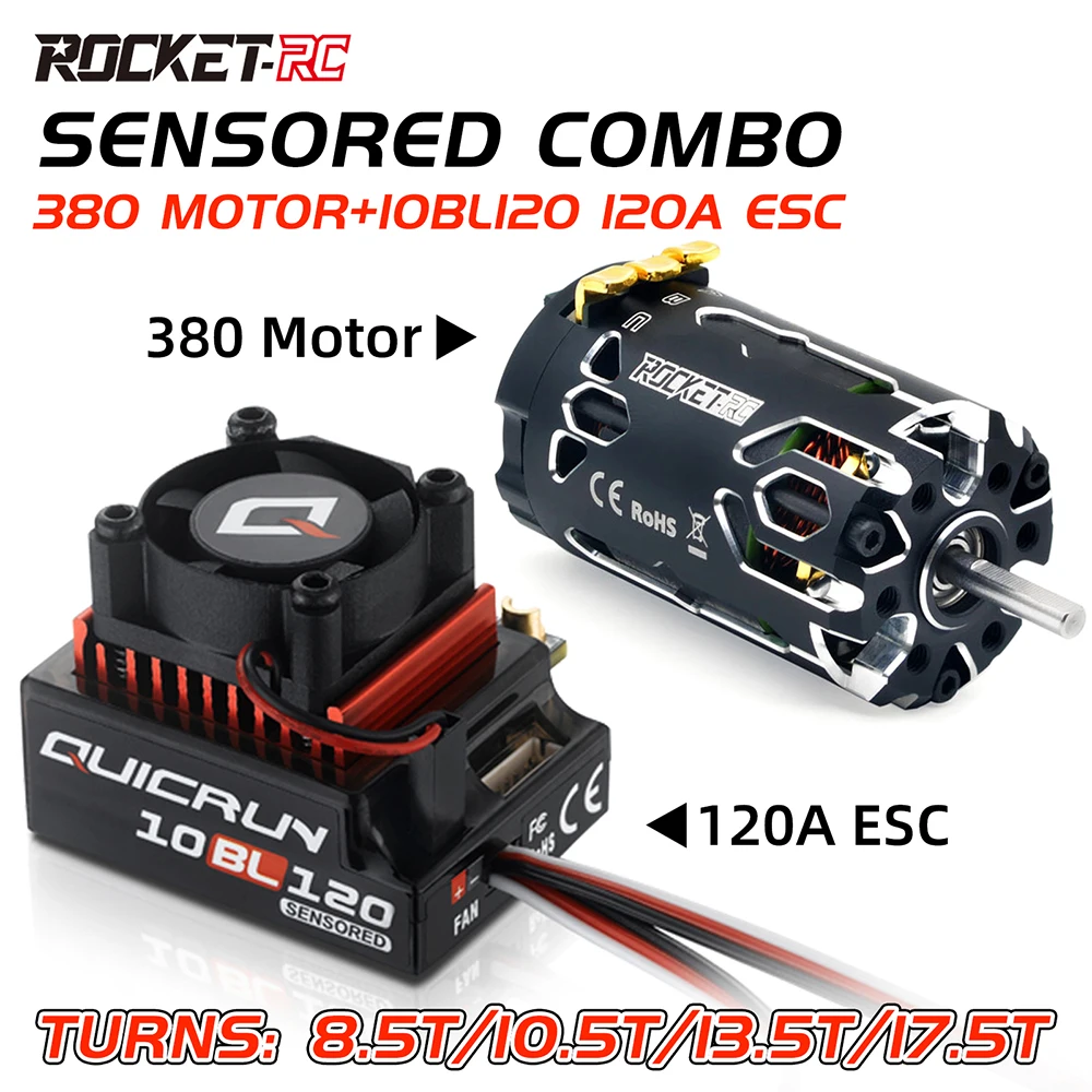 Hobbywing 10BL120 ESC Rocket-RC 380 8.5T 10.5T 13.5T 17.5T Motor Sensored Brushless Combo for 1/12 1/14 RC Racing Car
Hobbywing 10BL120 ESC Rocket-RC 380 8.5T 10.5T 13.5T 17.5T Motor Sensored Brushless Combo for 1/12 1/14 RC Racing Car