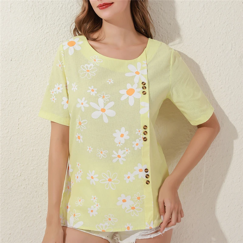 Summer Fashion Floral Print Blouse Pullover Ladies O-Neck Tee Tops Female Women's Short Sleeve Shirt Blusas Femininas Clothing
Summer Fashion Floral Print Blouse Pullover Ladies O-Neck Tee Tops Female Women's Short Sleeve Shirt Blusas Femininas Clothing