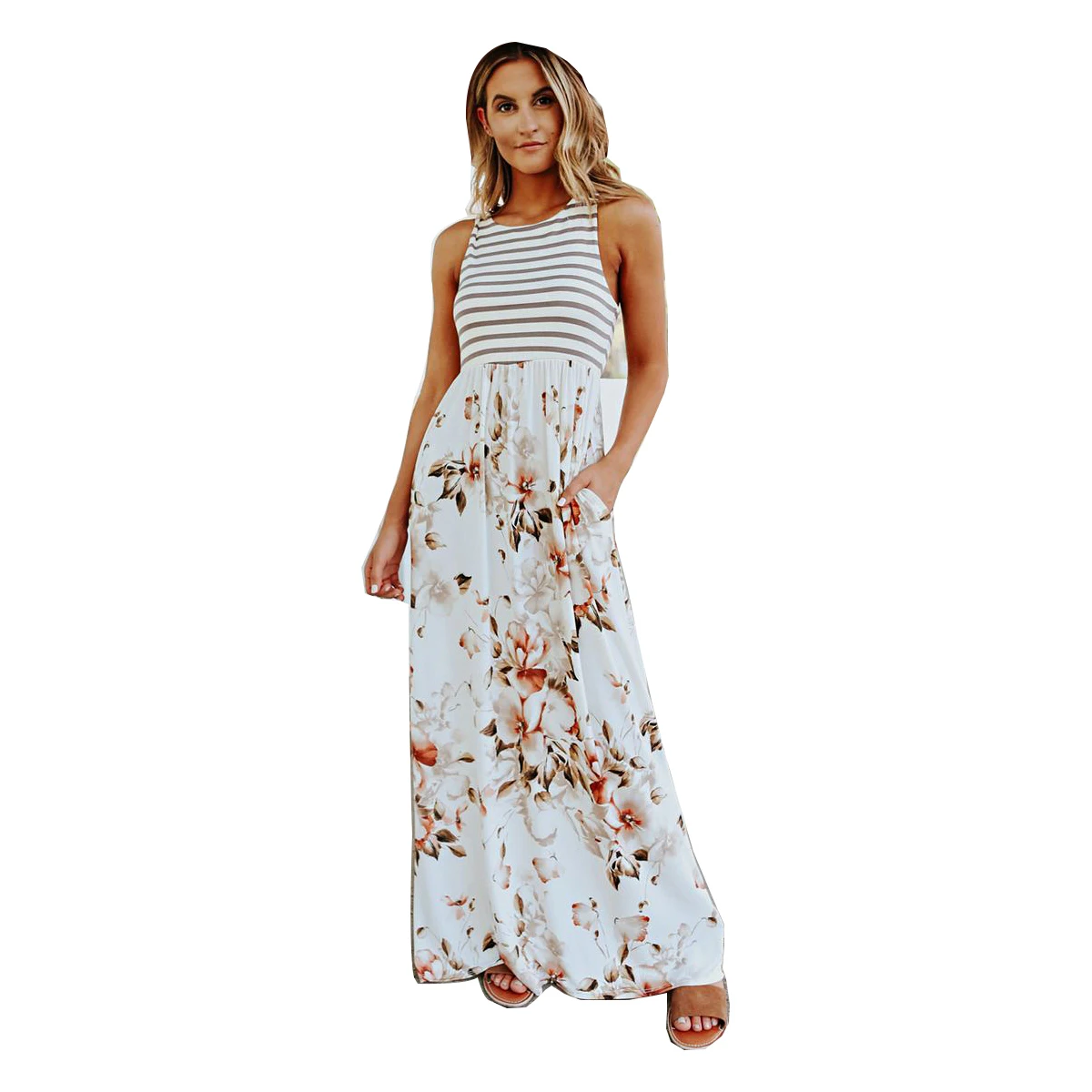 2021 New Floral Print Stripe Summer Dress Bohemian O-Neck Fashion Elegant Midi Dresses Casual Spring Stitching Lady's Dress
2021 New Floral Print Stripe Summer Dress Bohemian O-Neck Fashion Elegant Midi Dresses Casual Spring Stitching Lady's Dress