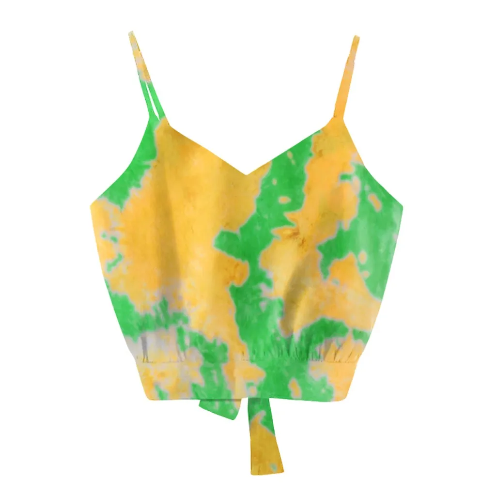 Womens Fashion Tie-dye Print Self Tie Back Tank V Neck Crop Top Sleeveless Cropped Vest Backless Camisole Femme Summer
Womens Fashion Tie-dye Print Self Tie Back Tank V Neck Crop Top Sleeveless Cropped Vest Backless Camisole Femme Summer