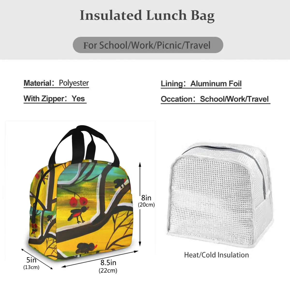 NOISYDESIGNS Insulation Package Totebag Lunchbox Painting Bird Cherry Custom Thermal Cooler Insulated Bag For Women
NOISYDESIGNS Insulation Package Totebag Lunchbox Painting Bird Cherry Custom Thermal Cooler Insulated Bag For Women
