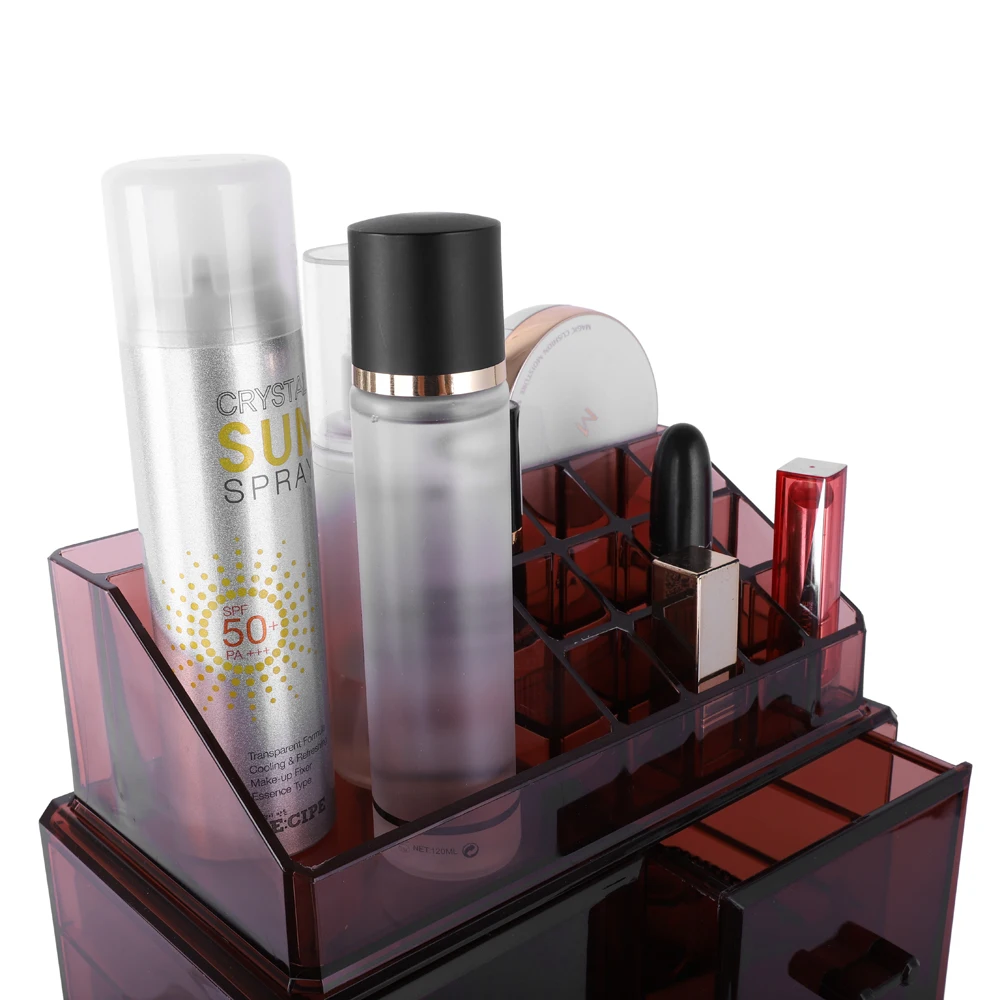 Compact Durable Comfortable Fashionable Plastic Coffee Transparent Cosmetics Storage Rack 180821108
Compact Durable Comfortable Fashionable Plastic Coffee Transparent Cosmetics Storage Rack 180821108