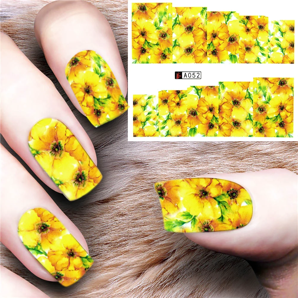 3D Flowers Watermark Nail Art Sticker Water Decal Floral Transfer Decoration Big | Красота и здоровье