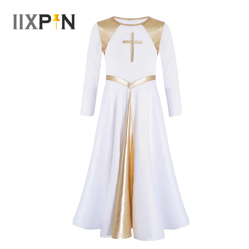 Kids Girls Worship Liturgical Praise Dance Dress Shiny Metallic Long Dress Long Sleeve Church Party Dresses Lyrical Dancewear
Kids Girls Worship Liturgical Praise Dance Dress Shiny Metallic Long Dress Long Sleeve Church Party Dresses Lyrical Dancewear