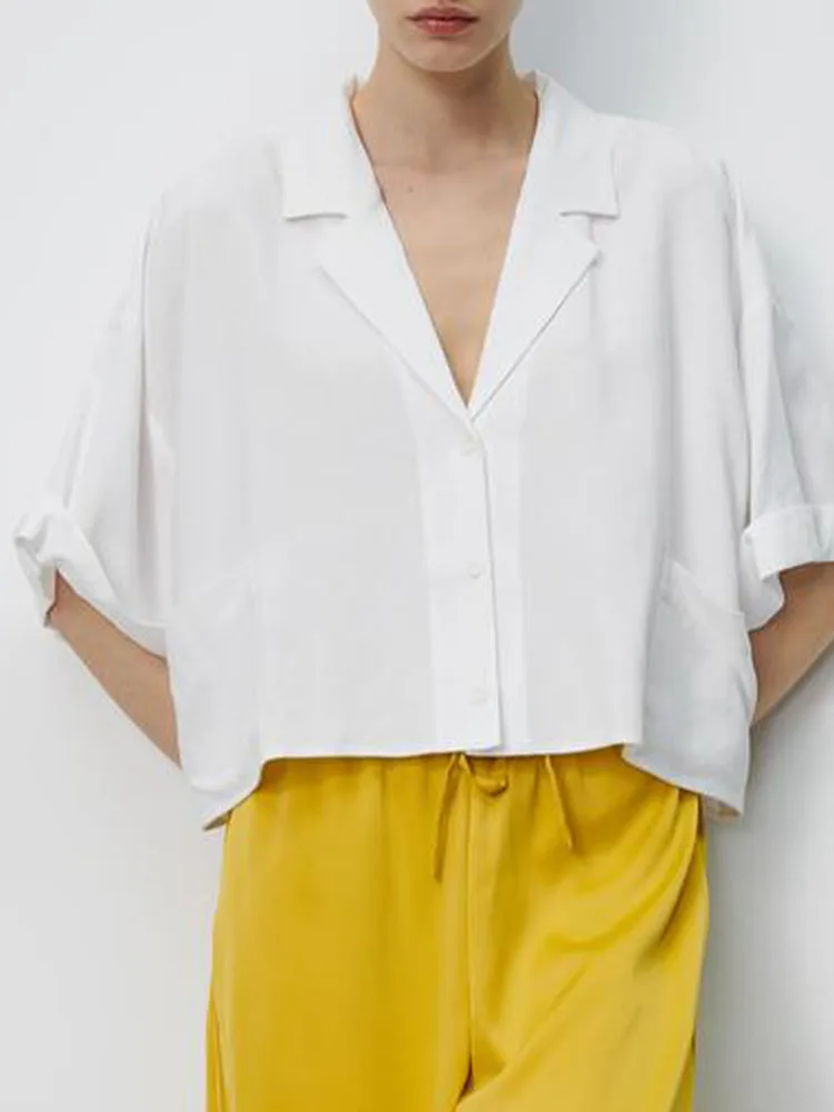 summer new women's all-match temperament simple casual loose slim short shirt top
summer new women's all-match temperament simple casual loose slim short shirt top