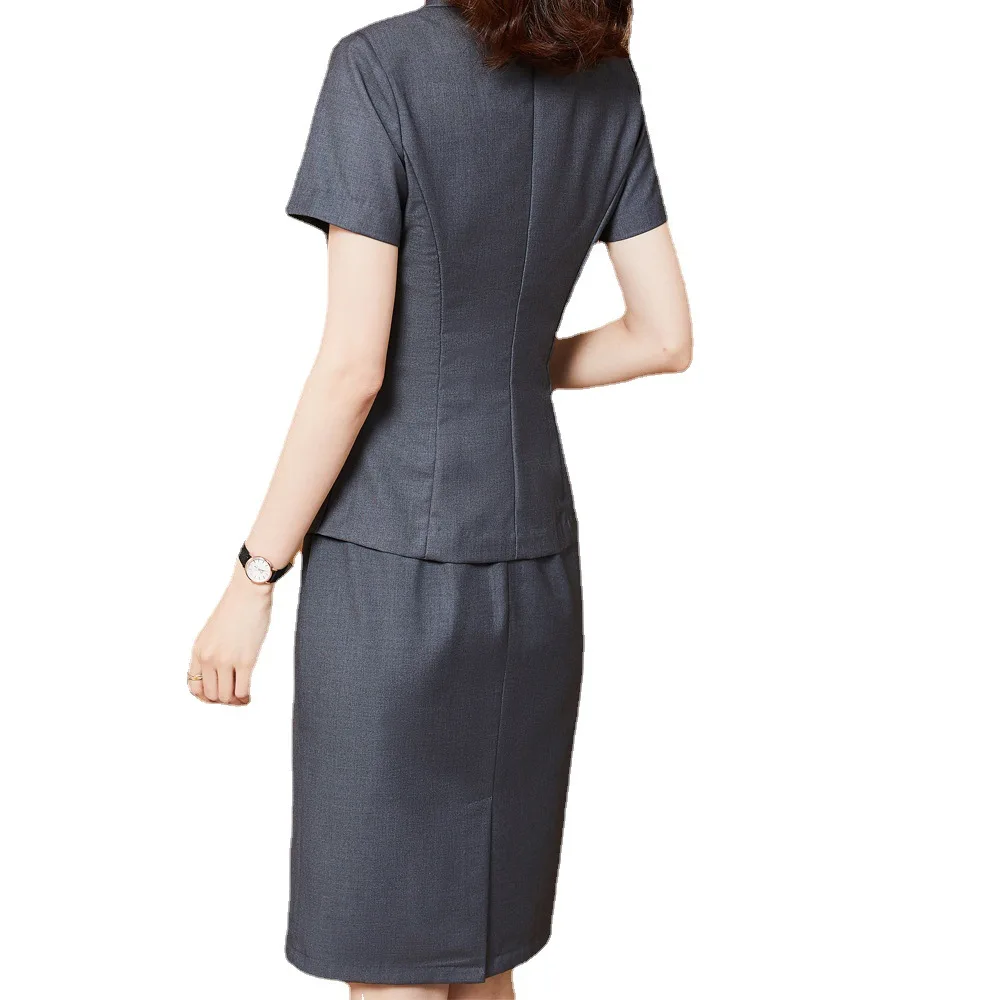Summer Office Ladies Business Formal Suits Women Short Sleeve Blazer Bodycon Dress 2 Piece Set Outfit Work Wear Grey Clothing
Summer Office Ladies Business Formal Suits Women Short Sleeve Blazer Bodycon Dress 2 Piece Set Outfit Work Wear Grey Clothing