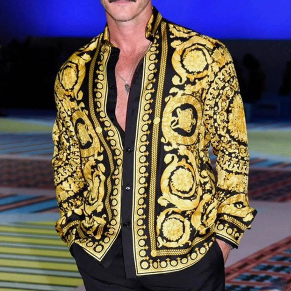 Рубашка мужская с длинным рукавом, модная повседневная однобортная свободная с золотистым принтом, с лацканами, в стиле пэчворк, весна-осен...
Рубашка мужская с длинным рукавом, модная повседневная однобортная свободная с золотистым принтом, с лацканами, в стиле пэчворк, весна-осен...