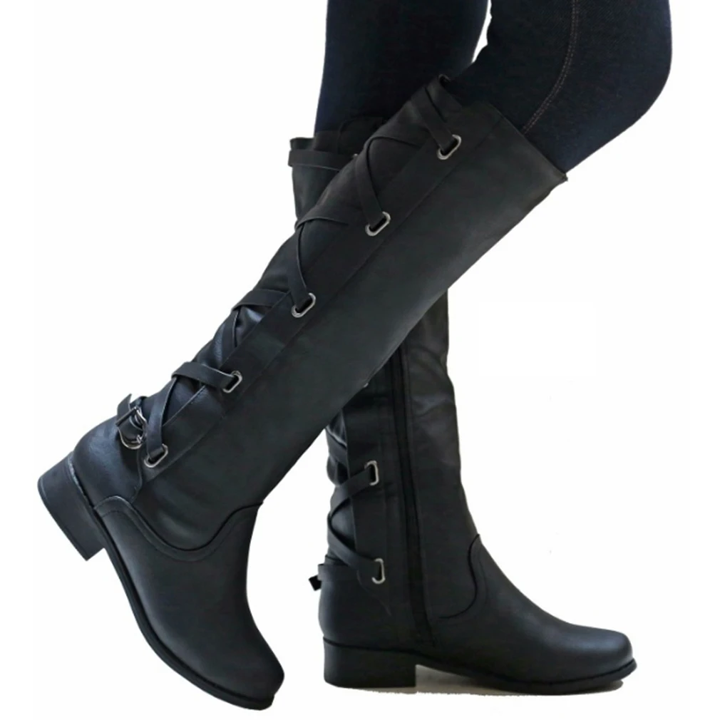 Women Knee Boots Thick Heels Zipper Lace Up Women's Buckle Shoes Woman Fashion Boot Punk Female Plus Size Drop Shipping
Women Knee Boots Thick Heels Zipper Lace Up Women's Buckle Shoes Woman Fashion Boot Punk Female Plus Size Drop Shipping