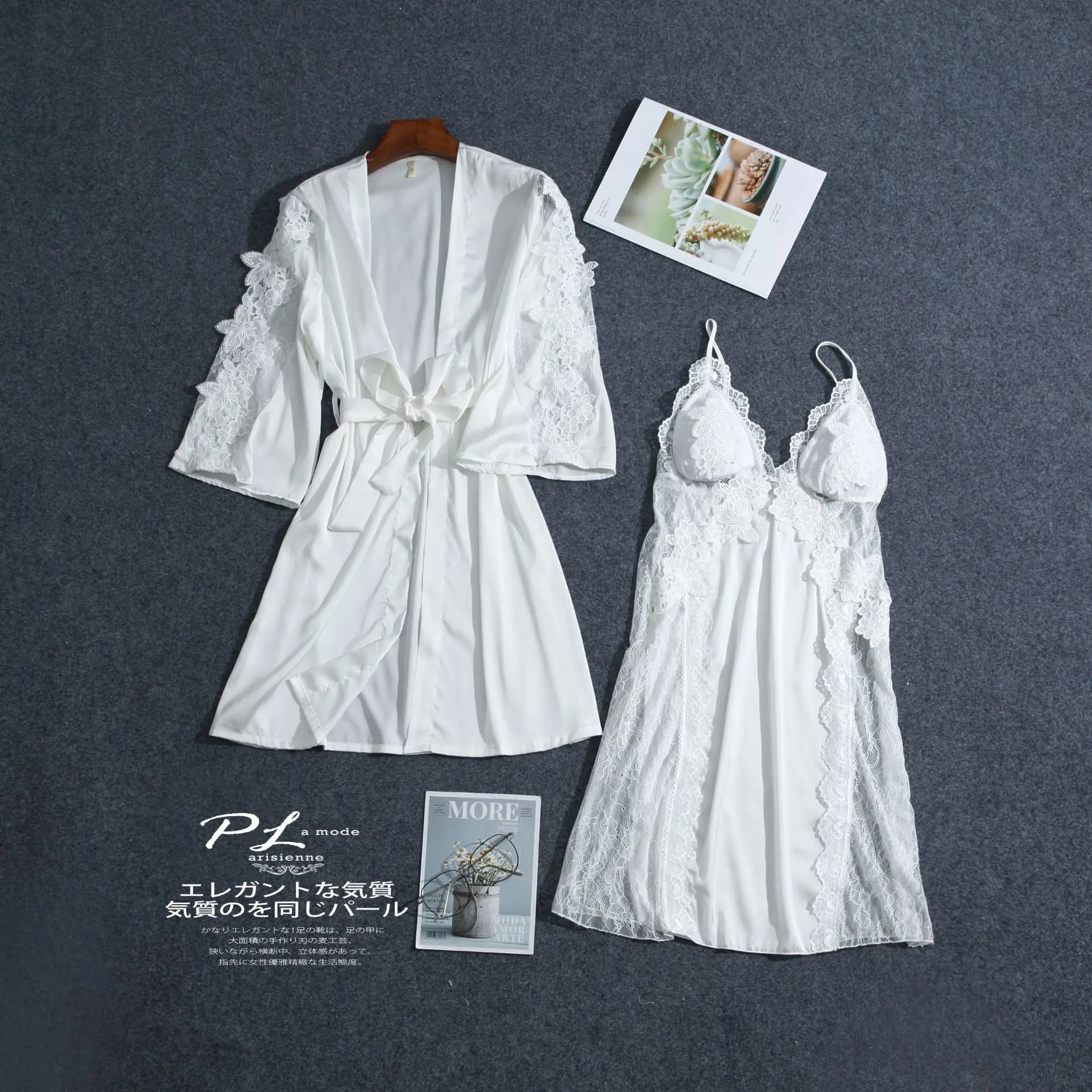 Lady 2PCS Kimono Robe Intimate Lingerie Spring Autumn New Women Casual Sexy Homewear V-Neck Sexy Sleepwear Home Clothing
Lady 2PCS Kimono Robe Intimate Lingerie Spring Autumn New Women Casual Sexy Homewear V-Neck Sexy Sleepwear Home Clothing