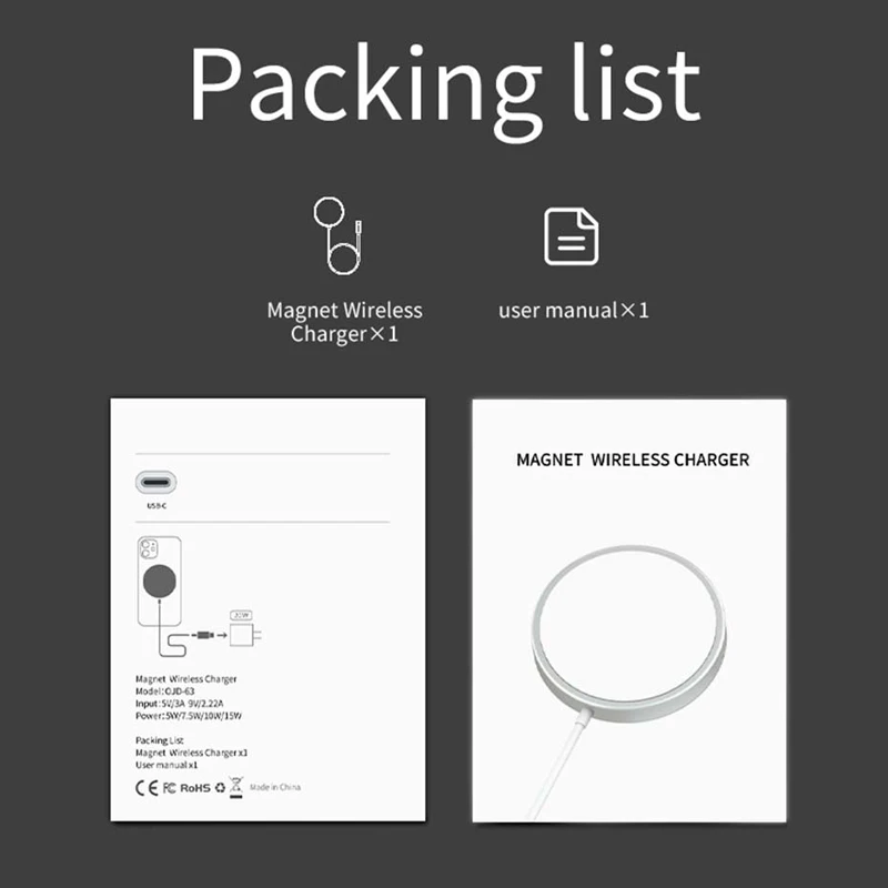 Magnetic 15W Wireless Charger For iPhone 12 Pro Max Mini Magsafing Fast Charging Pad Quick Wireless Charger With Type C Cable
Magnetic 15W Wireless Charger For iPhone 12 Pro Max Mini Magsafing Fast Charging Pad Quick Wireless Charger With Type C Cable