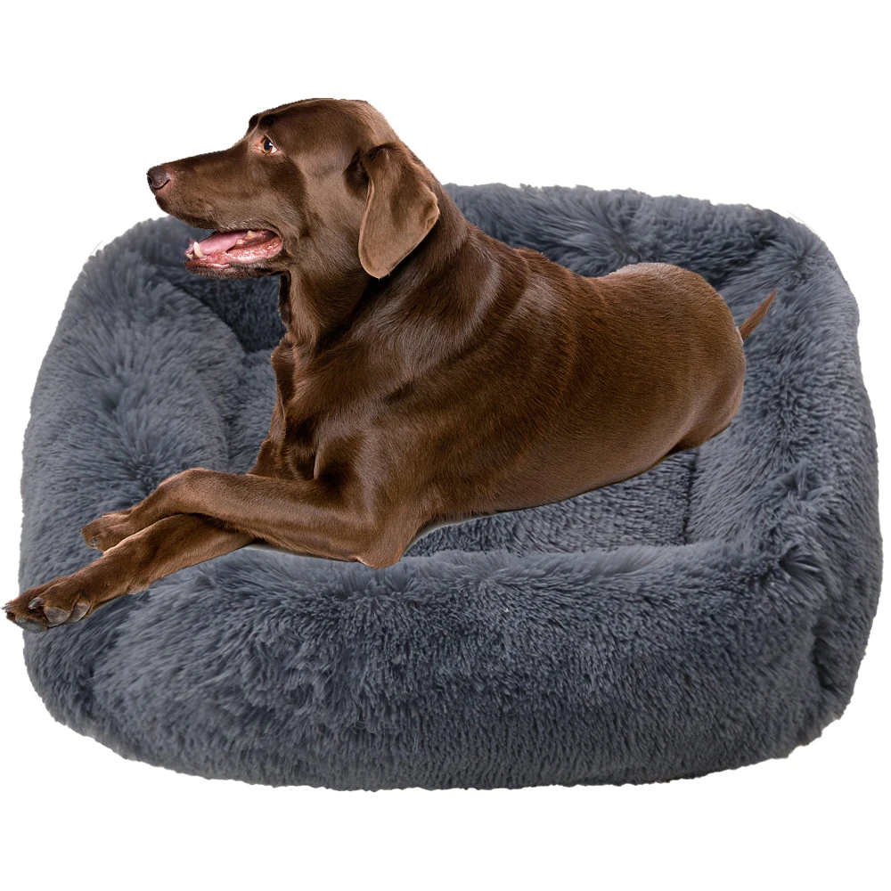 Квадратный плюшевый диван-кровать для собак мягкий лежак моющийся коврик кошек