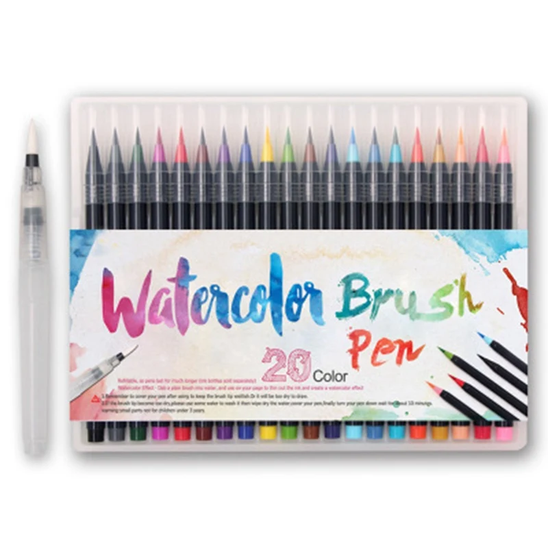 20 Color Watercolor Paint Brush pen set with Refillable water Coloring Pen for drawing painting Calligraphy art Kids gift w
20 Color Watercolor Paint Brush pen set with Refillable water Coloring Pen for drawing painting Calligraphy art Kids gift w